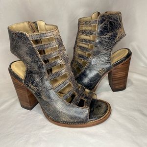 Bed Stu Occam black lux leather sandal steampunk women’s size 7